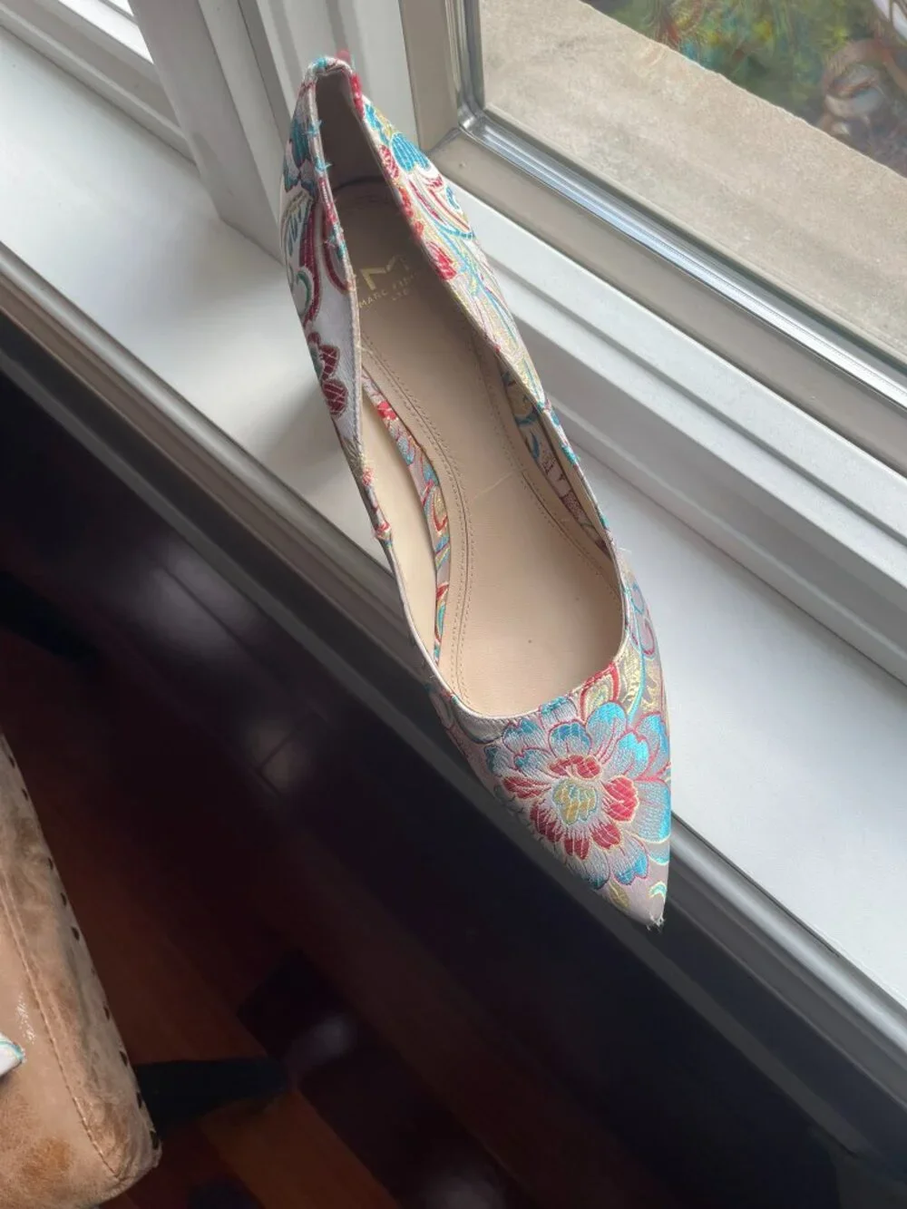 Rare Marc Fisher Zala Floral Brocade Embroidery Pointy Toe Block Heel Pumps SZ 9 - Picture 11 of 11